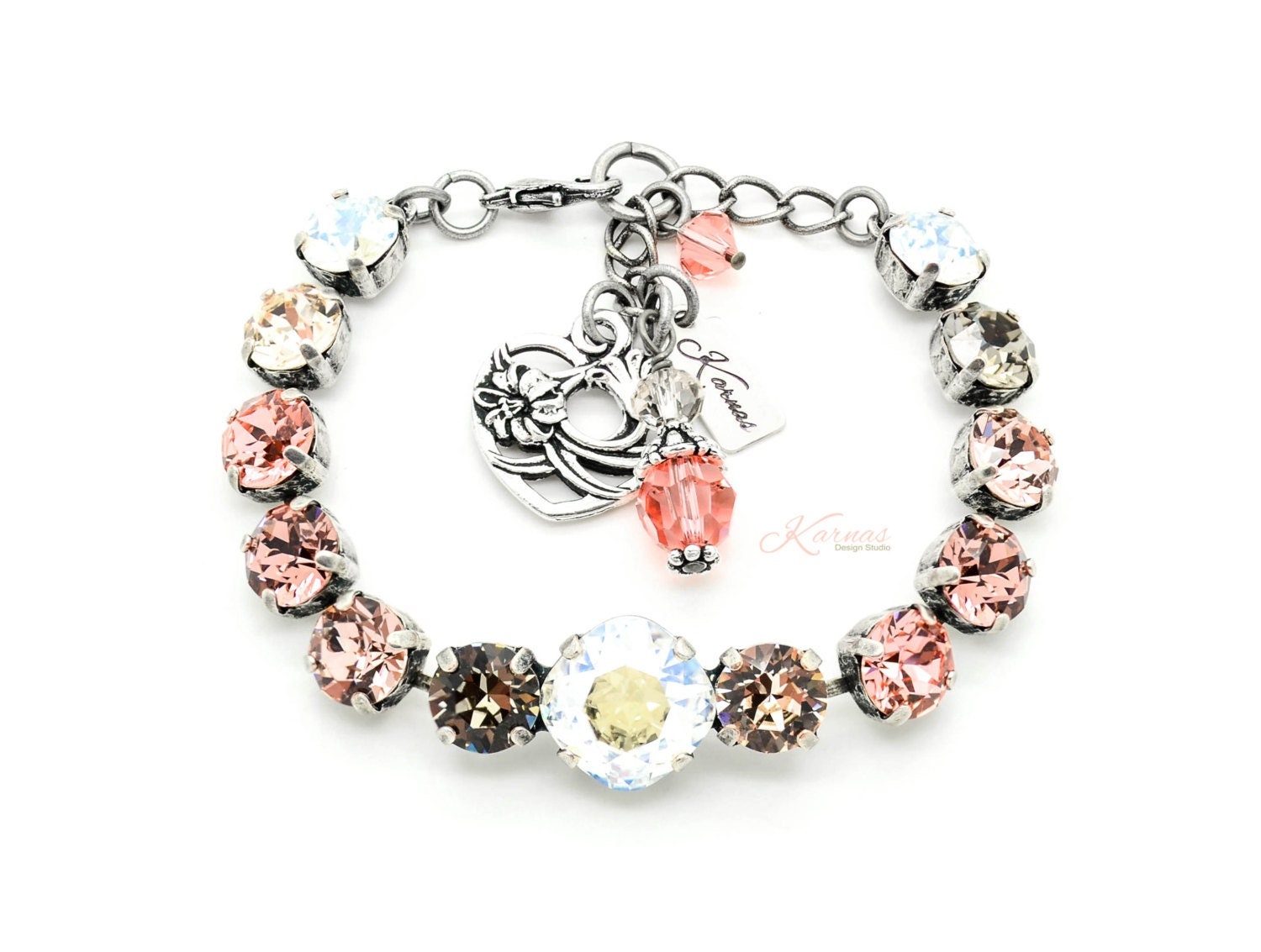 Coconut Truffle 8mm/12mm Crystal Mixed Size Bracelet K.d.s. Premium Pick Your Finish Karnas Design Studio Free Shipping