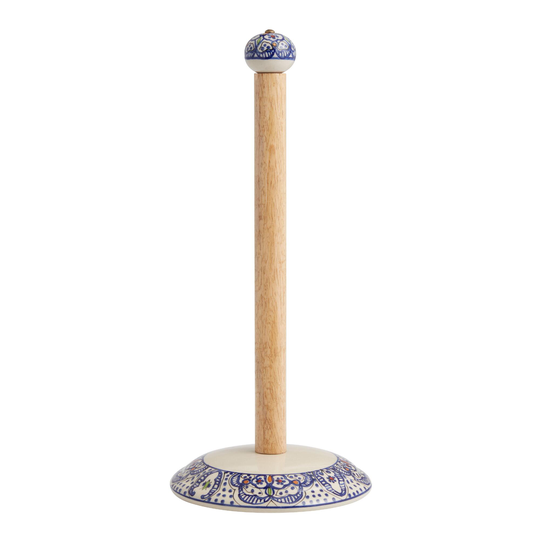 Ceramic and Wood Tunis Paper Towel Holder: Blue by World Market