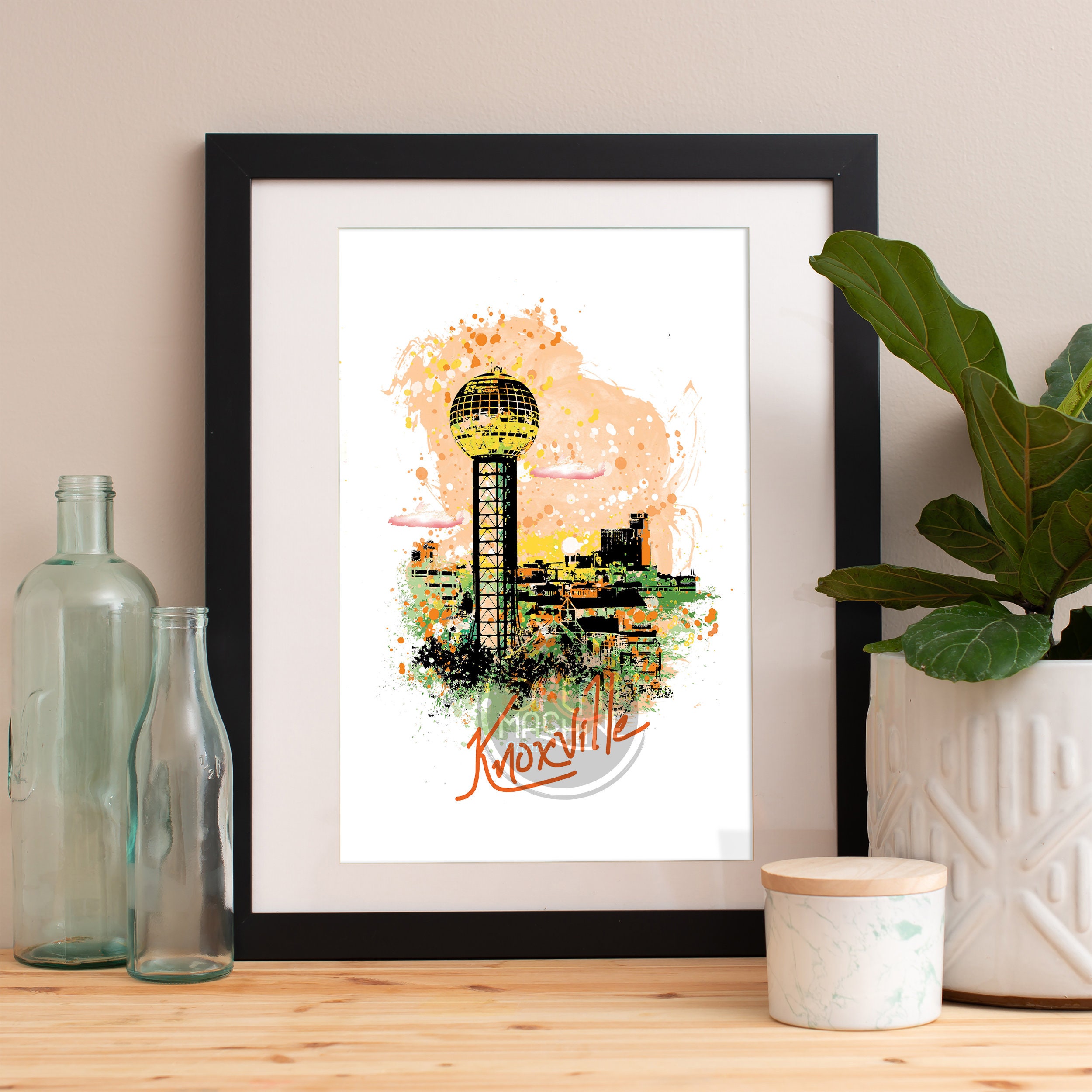 Knoxville Print, Skyline, Art, Poster, Watercolor, Art Map