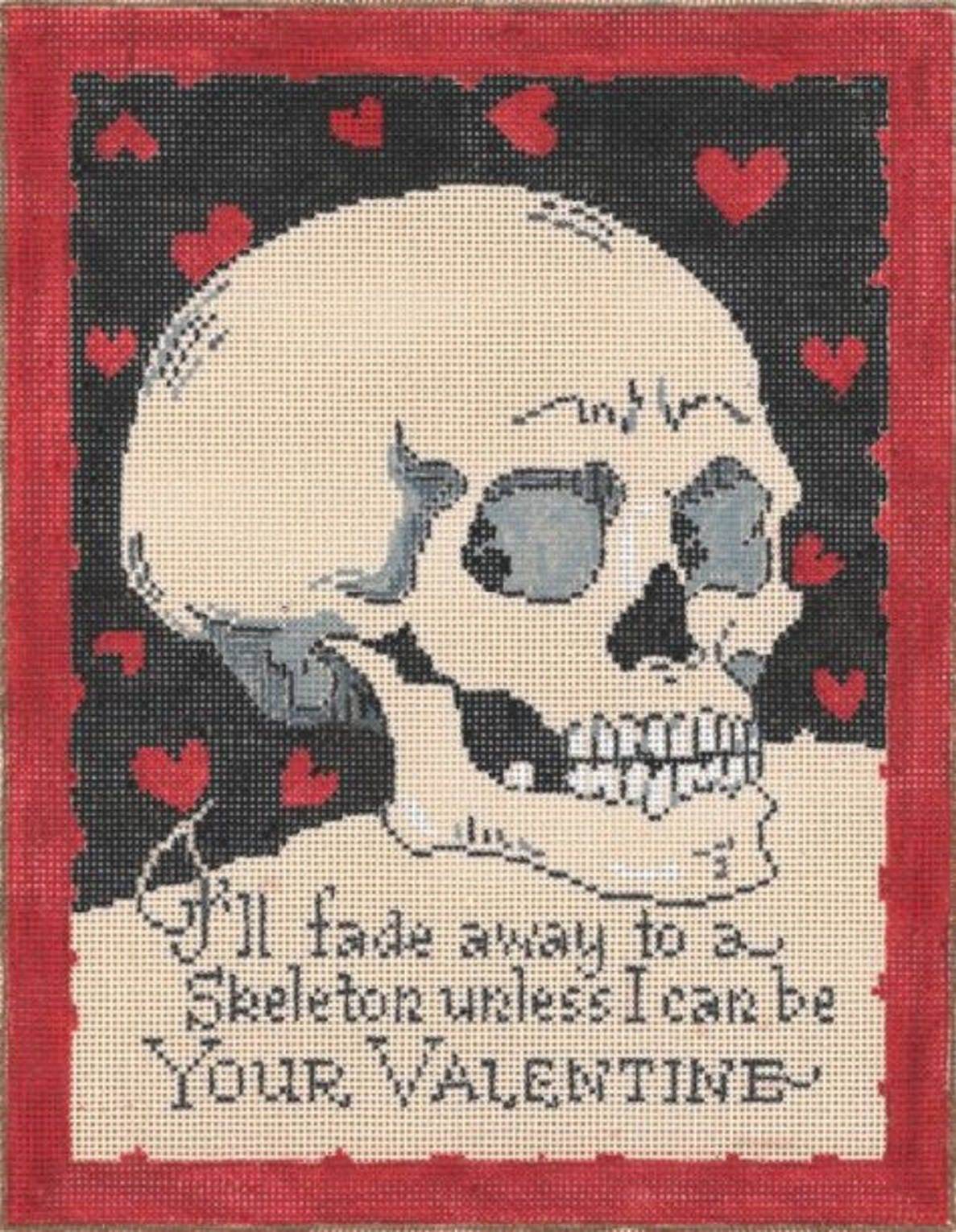 Needlepoint Handpainted Sandra Gilmore Bonehead Valentines 8x10 -Free Shipping