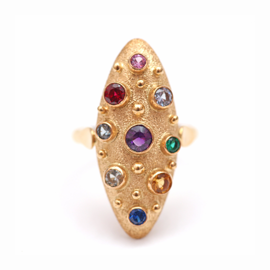 14K Multigem Navette Ring