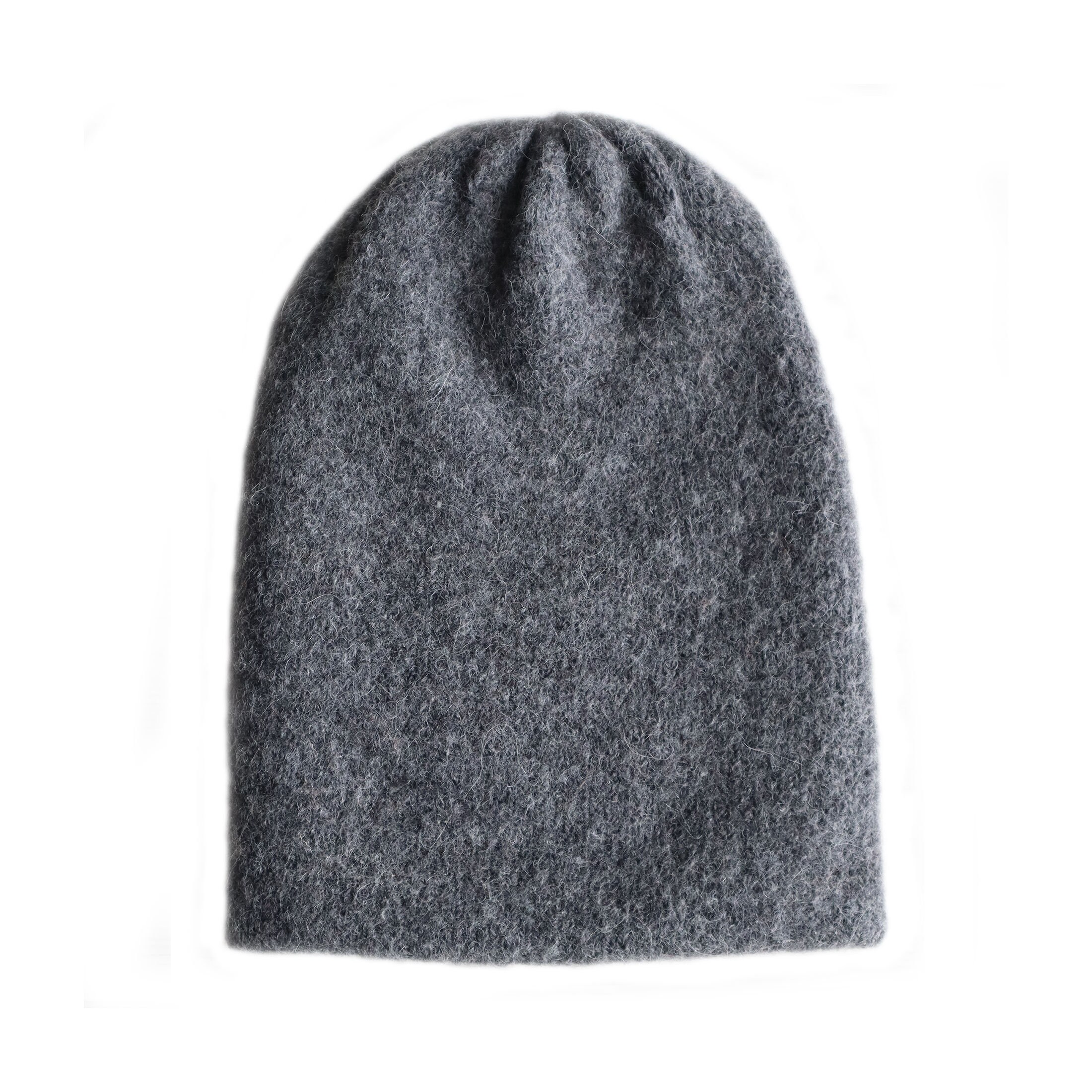 Beanie Hat Alpaca Blend Gray Double Knitted Extra Warm, Unisex Beanie, Also To Wear As A Short Scarf