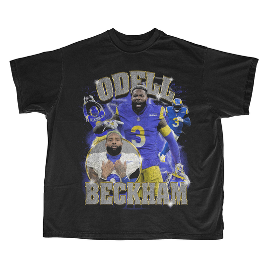Odell Beckham Light Distressed Rams Los Angeles Vintage Style Hip Hop Unisex Heavy Cotton Tee