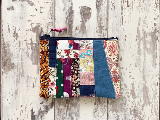 Handmade Patchwork Coin/Card Purse Cosmetics Pouch Size 5.5" X 4" Work #30