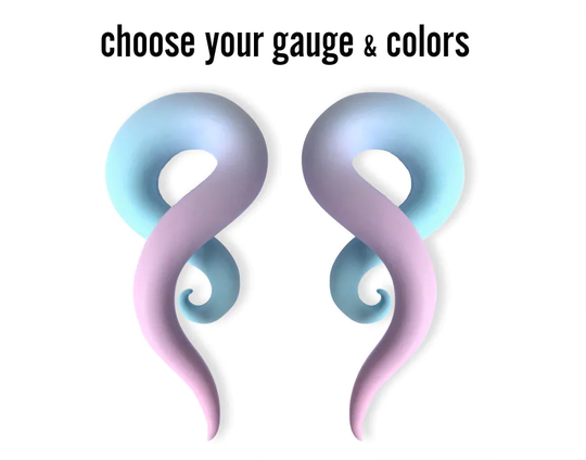 Ombre Two Color Blend Earrings For Stretched Lobes - Fake, 2G, 0G, 00G, 7/16", 1/2", 9/16", 5/8", 11/16", 3/4" Gauges Gauged