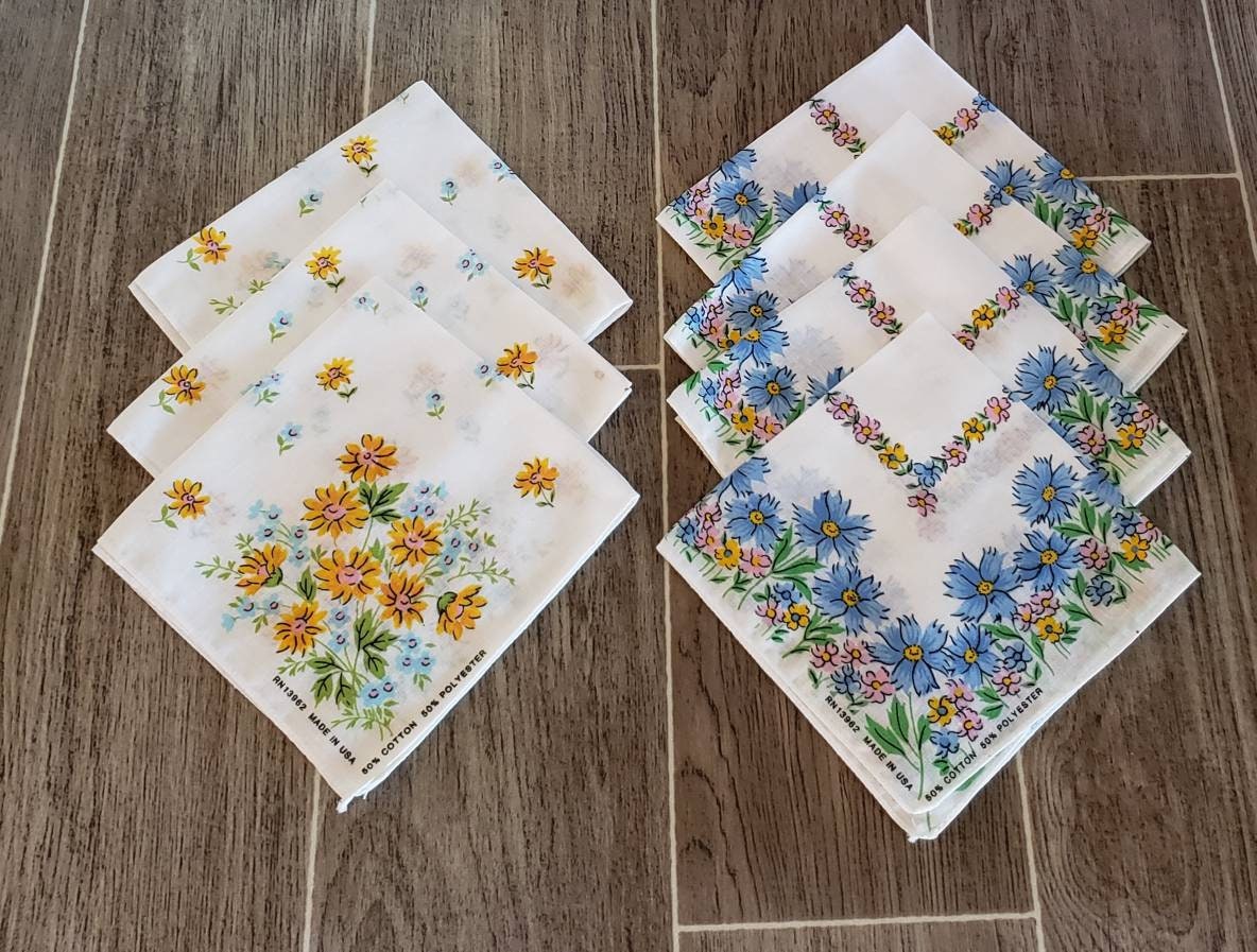 Vintage Luncheon Napkins | Cotton Blend Floral Breakfast Lunch Brunch Set Of 7