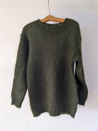 Vintage Mohair Blend Pullover Sweater Army Green Medium