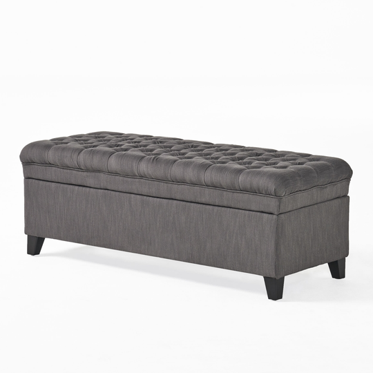 Best Selling Home Decor Juliana Midcentury Gray Polyester/Polyester Blend Rectangle Integrated Storage Ottoman | 296933