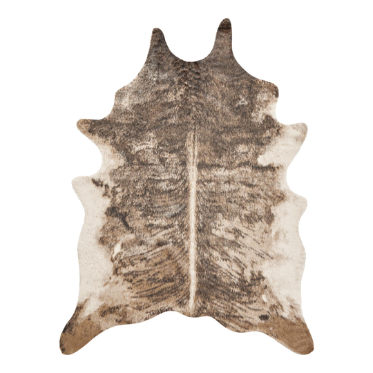 Dark Brindle Printed Faux Cowhide Area Rug: Natural - Polyester by World Market