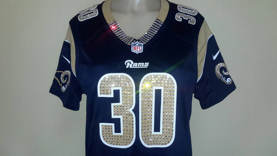 Los Angeles Football Custom Crystal Bling Service This Jersey Is A Display, Jersey Not Included Read Description