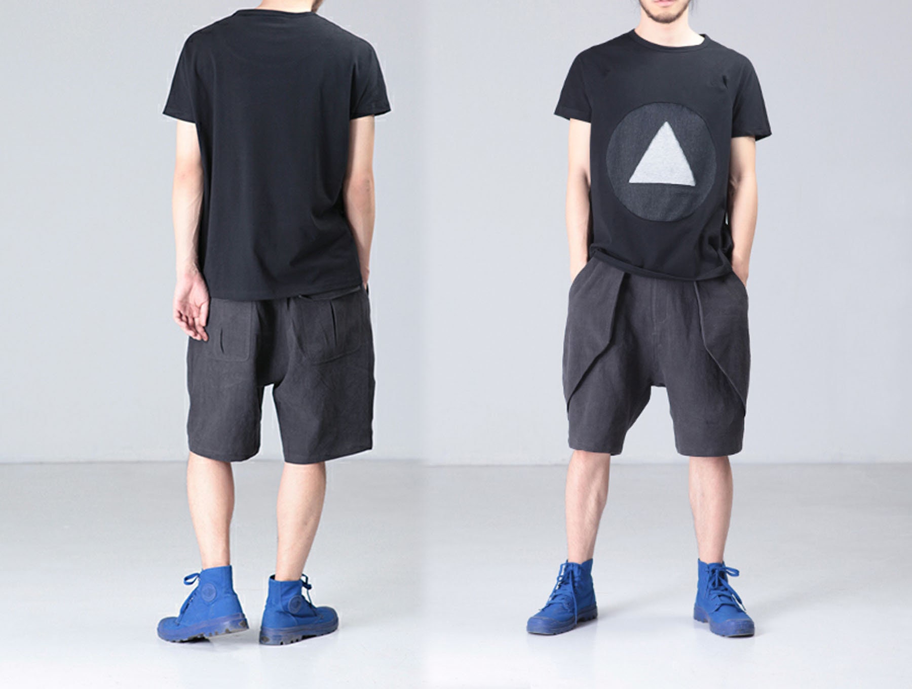 P061-Men's Linen Cotton Blend Shorts, Drop Crotch, Unisex Made To Order
