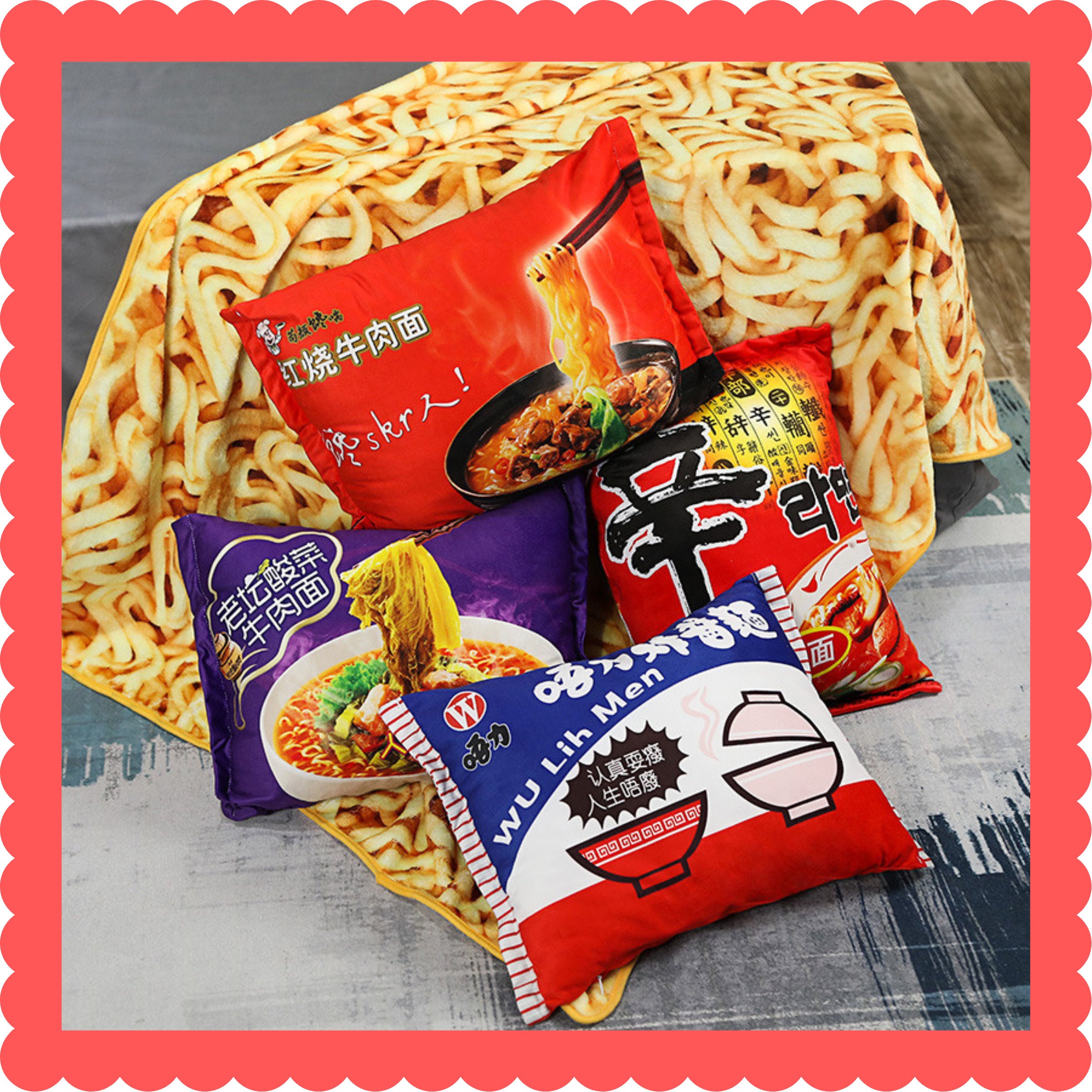 Kawaii Ramen Blanket & Pillow | Instant Noodles Plush