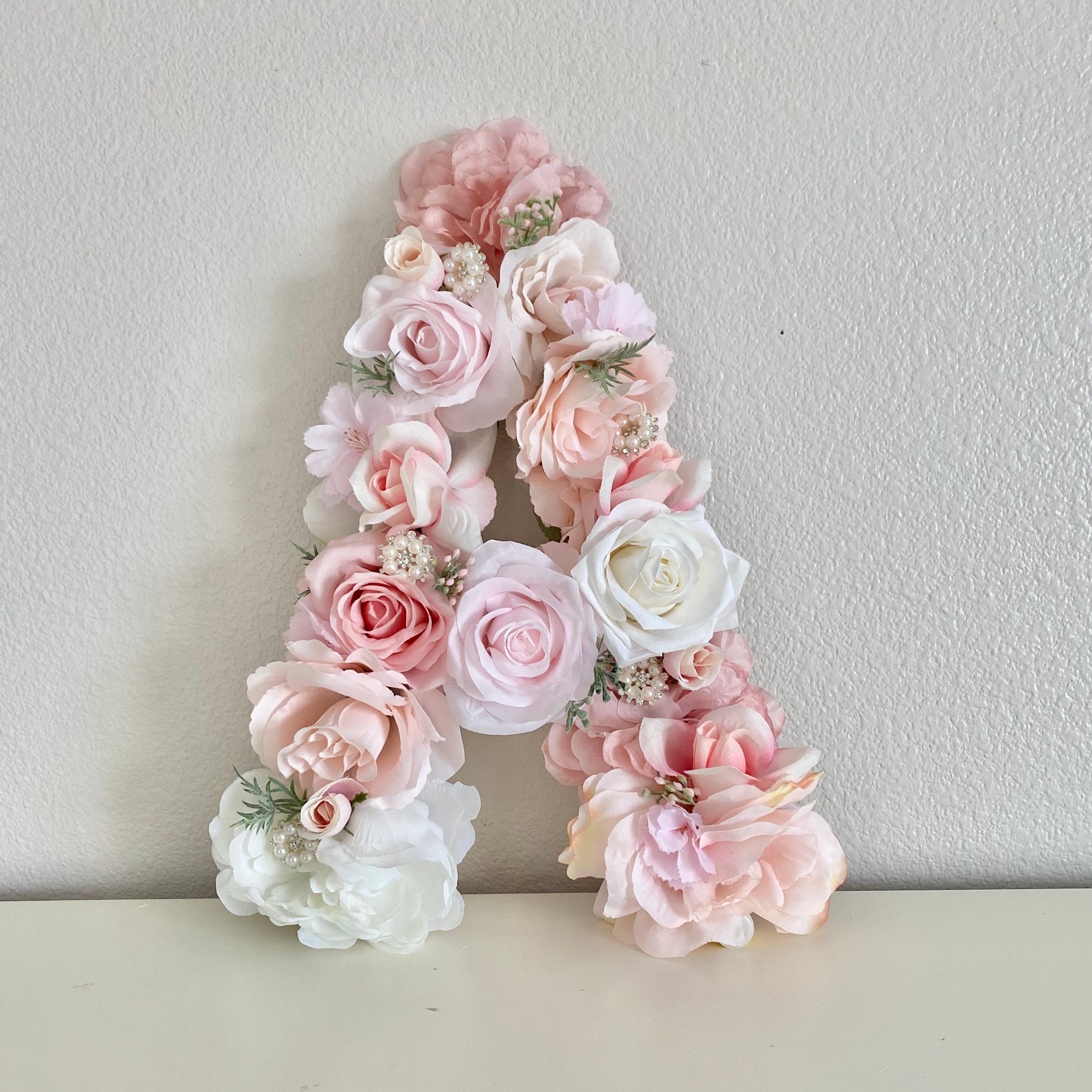 Floral Letter Baby Girl Personalized Gift Nursery Name Sign Arrangement New Monogram Mom