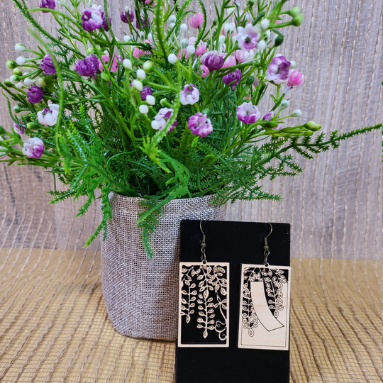 Hanafuda-style Earrings "April" 2 Wisteria Designed Off Of A Card Game From Japan, Great Gift Birthday, Christmas, Valentine For Her