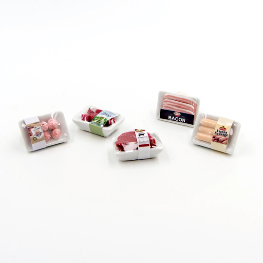 5 Dollhouse Meat Miniature Shop Props Replica