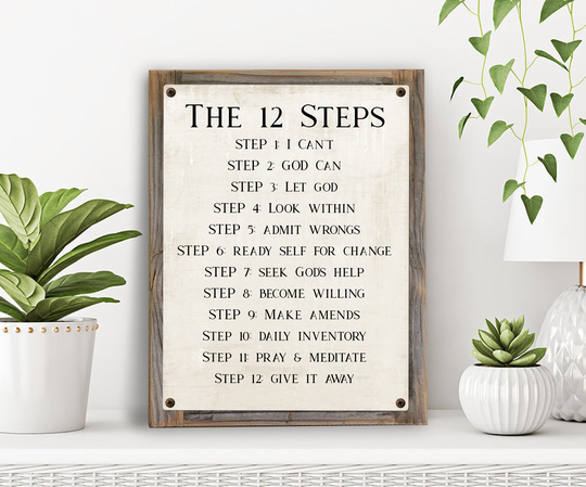 The 12 Steps Of Aa Metal Print On Reclaimed Wood Frame-Recovery Wall Art-Rustic Art-Twelve Step Decor-Recovery Gift Idea-Sobriety