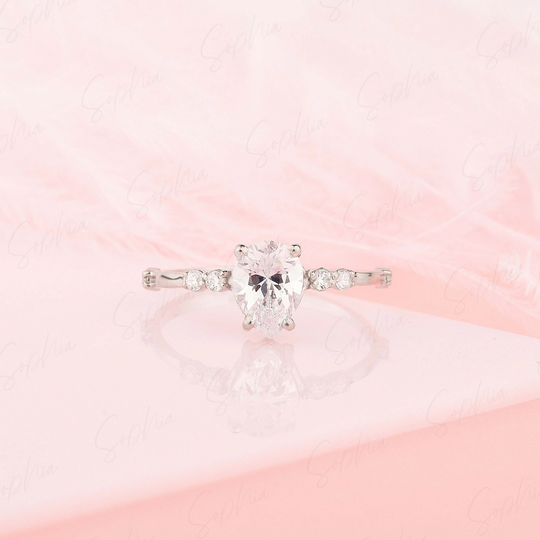 Gift For Her, Dainty & Simple 925 Sterling Silver Pear Cz Promise Ring, Womens Minimalist Engagement Anniversary Ring Gift