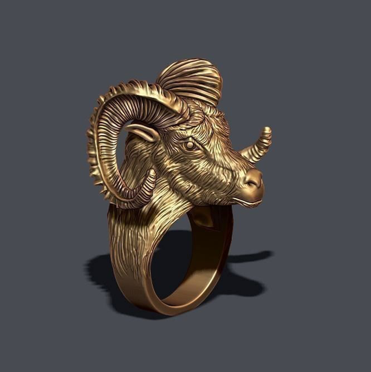 925 Sterling Silver, American Ram Ring Aries Head Ring, Handmade Men's Signet Jewelry, Sign