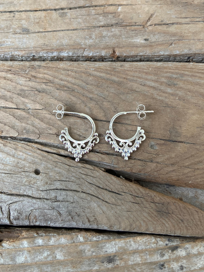 Hoop Stud Earrings Handmade in Sterling Silver 925
