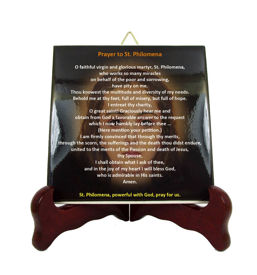 Catholic Prayer To Saint Philomena - Collectible Ceramic Tile Prayer St Catholic Gifts Devotional Religious
