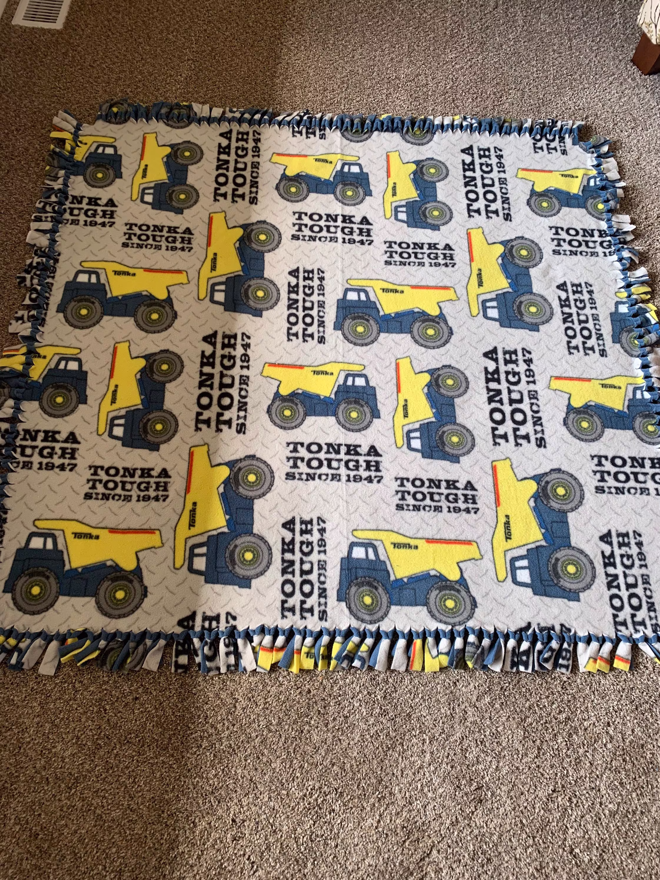 Tonka Truck Fleece Tie Blanket