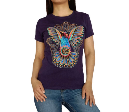 Psychedelic Hummingbird T Shirt Uv Reactive Visionary Art Hippie Trippy Boho Rave Festival Wear Psywear