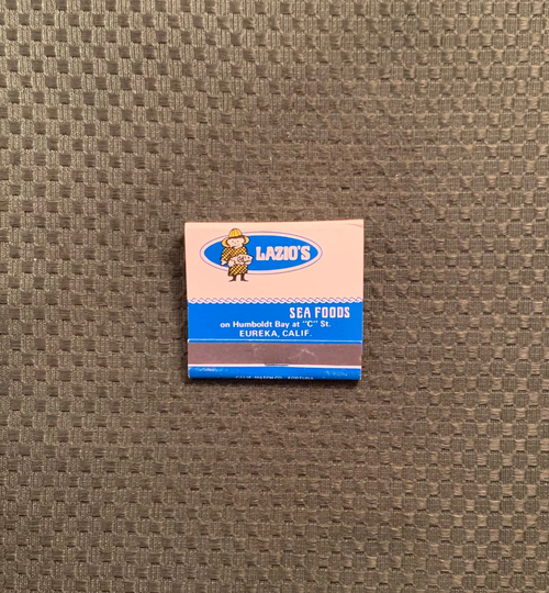 Vintage Matchbook, Lazios, Seafood, Restaurant, Eureka, California, Front Strike, with 30 Match Sticks, Free Ship in Usa