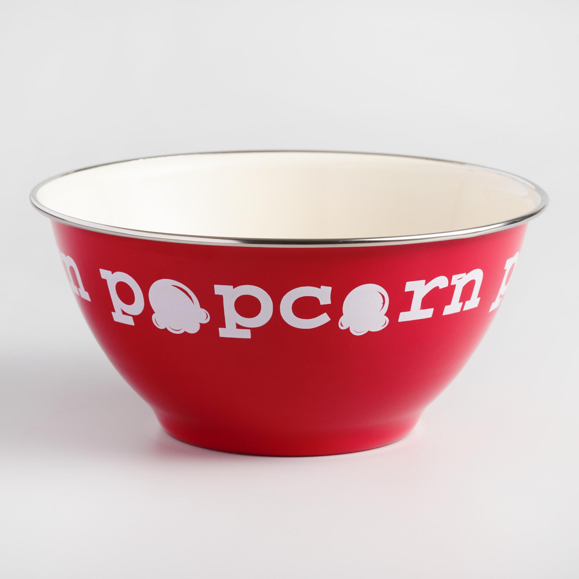 Red Enamel Individual Popcorn Bowls Set Of 4 - Metal by World Market