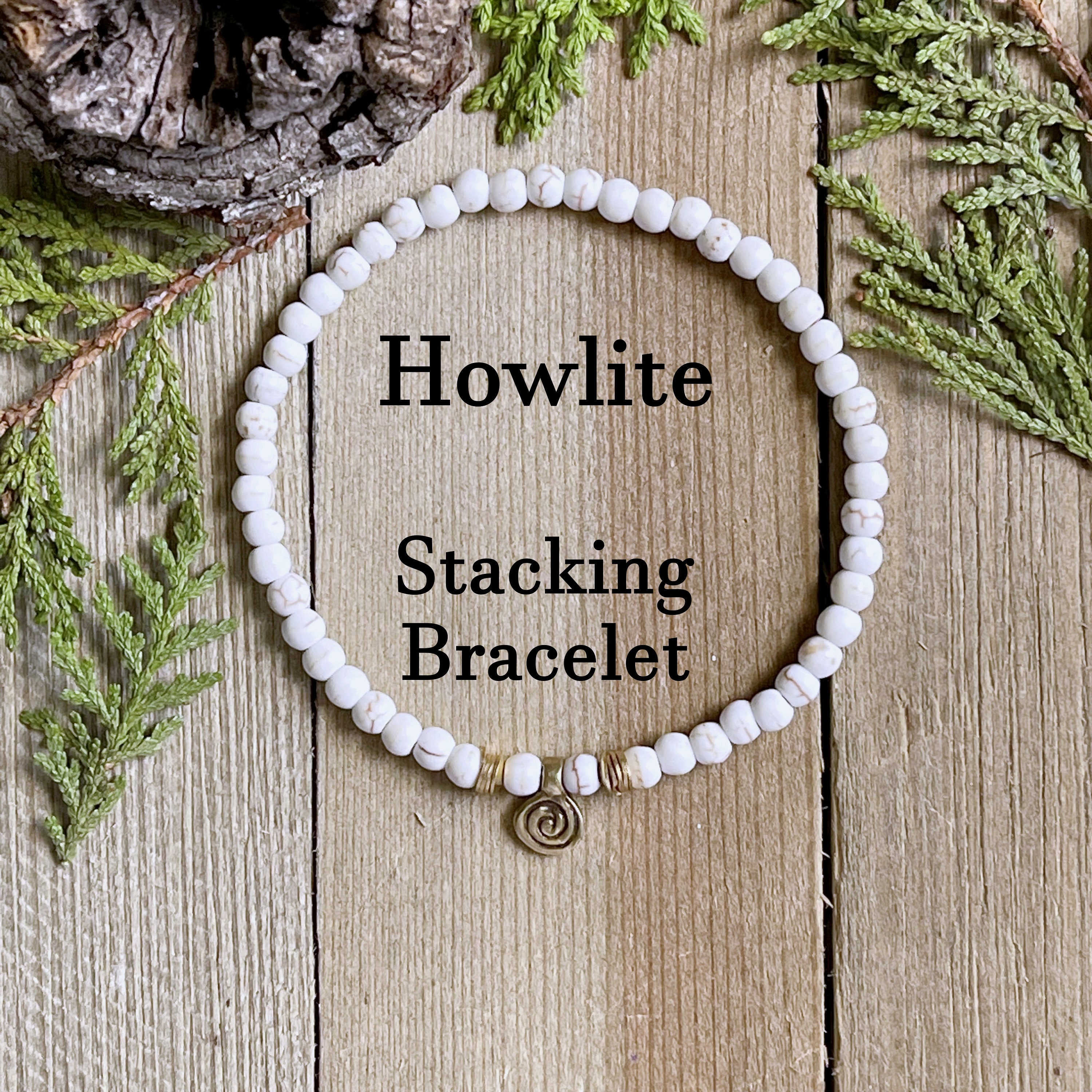 Seed Bead Bracelet, Stacking Tiny Beads, Howlite Crystal Therapy For Relaxation, Calm, & Spiritual Insights