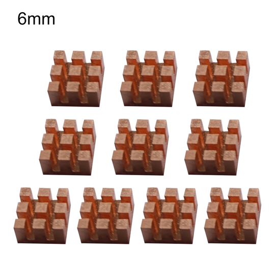 10Pcs Heat Sink Universal Good Heat Dissipation Copper 2/3/4/6mm Adhesive Back Radiator Cooler for RAM - 6mm