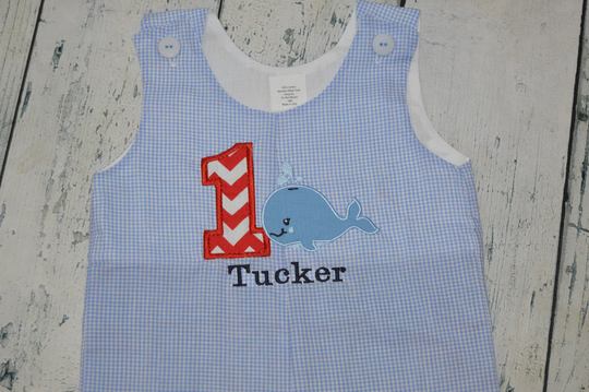 Personalized Birthday Whale Shortall Jonjon Monogrammed