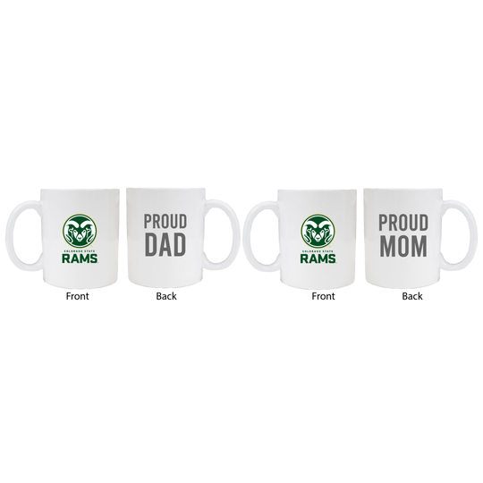 Colorado State Rams Proud Mom And Dad White Ceramic Coffee Mug 2 pack (White).