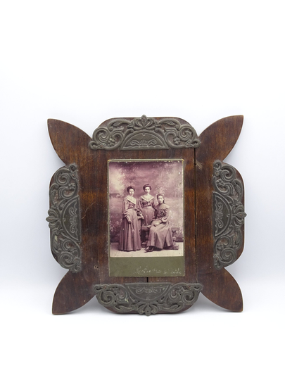 Antique Photo in An Art Nouveau Frame, Photography, Family Sisters