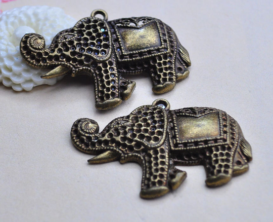 Elephant Charms 8Pcs Antique Bronze Charm Pendants 26x44mm