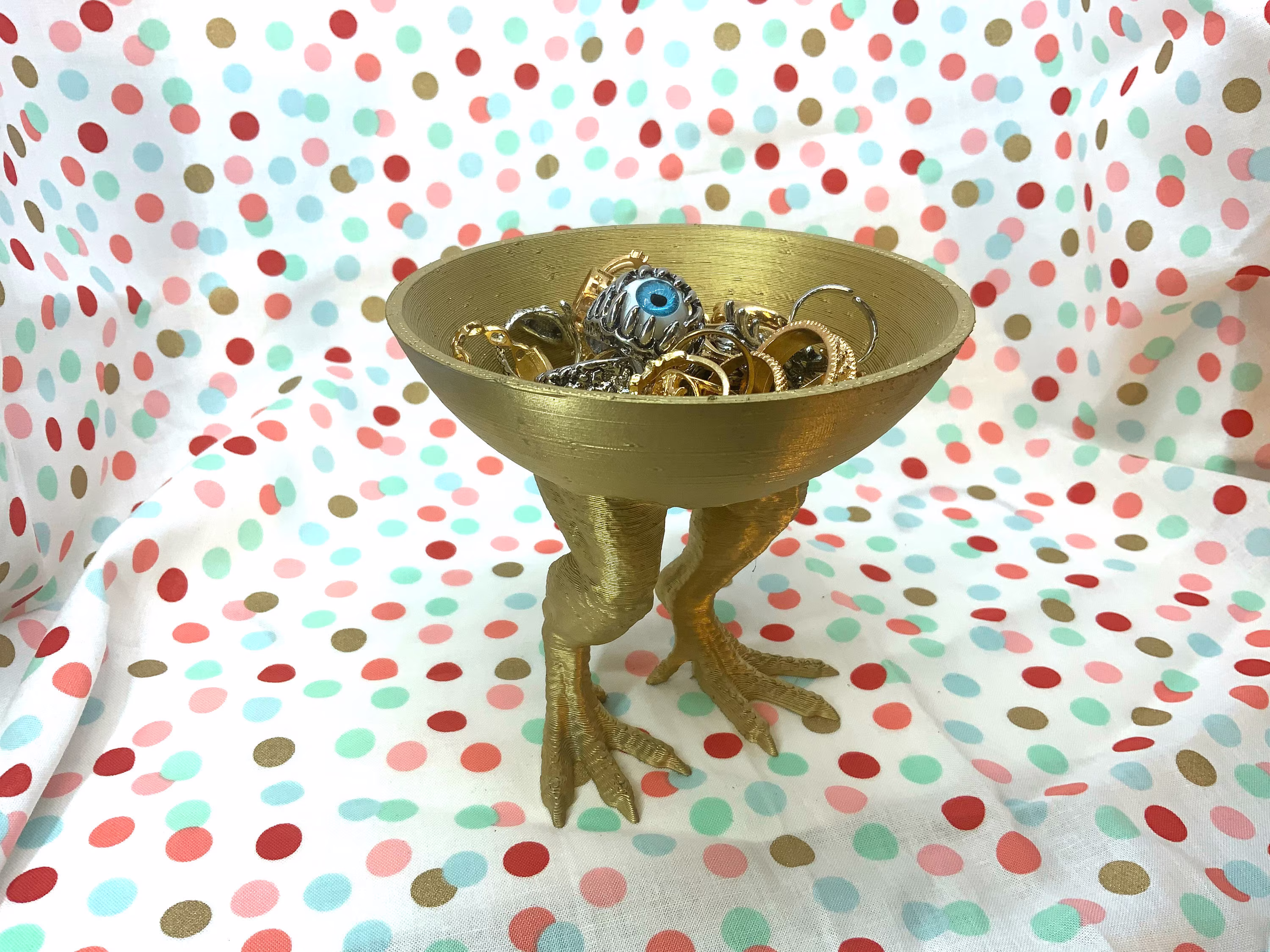 T-Rex Trinket Dish Little "Dino Legs" Bowl For Jewelry, Storage, Wedding Rings, Catchall, Valentines Gift Golden/Artistic Dinosaur-Themed