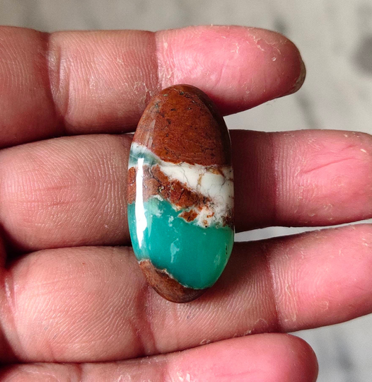 Natural Chrysoprase Cabochon, 33x16mm, 27.60Cts....#4799
