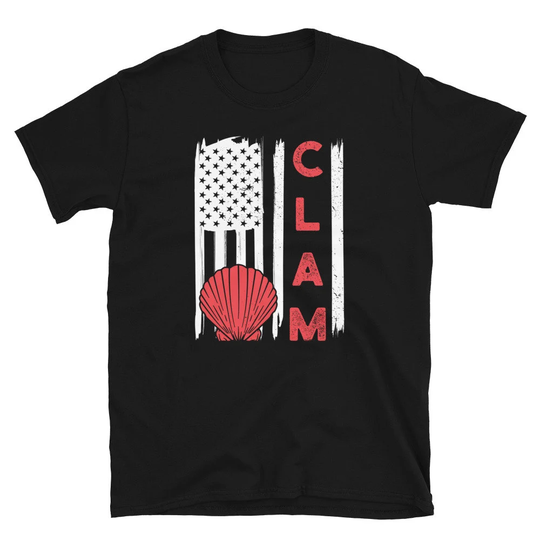American Flag Clam Shirt, Bar, Eater, Eating Clams, Shucking, Shucker, Shuck, Seafood Lover Gift, Patriotic Tee