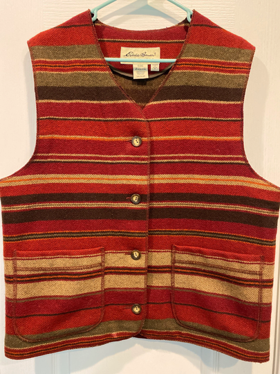 Vintage Eddie Bauer Wool Blend Sweater Vest Women's Sz M USA Southwest Western Blanket Free Shipping Usa