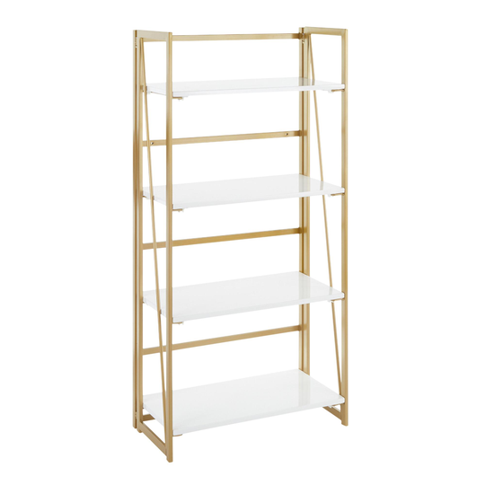 Gold Metal and White Wood Isla Bookshelf: Metallic/White/Gold by World Market