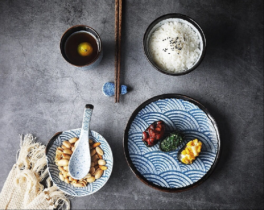 Oriental Japanese Style Ceramic Plate Set| Bowl Spoon Teacups | Home Decoration Kitchenware Housewarming Gifts