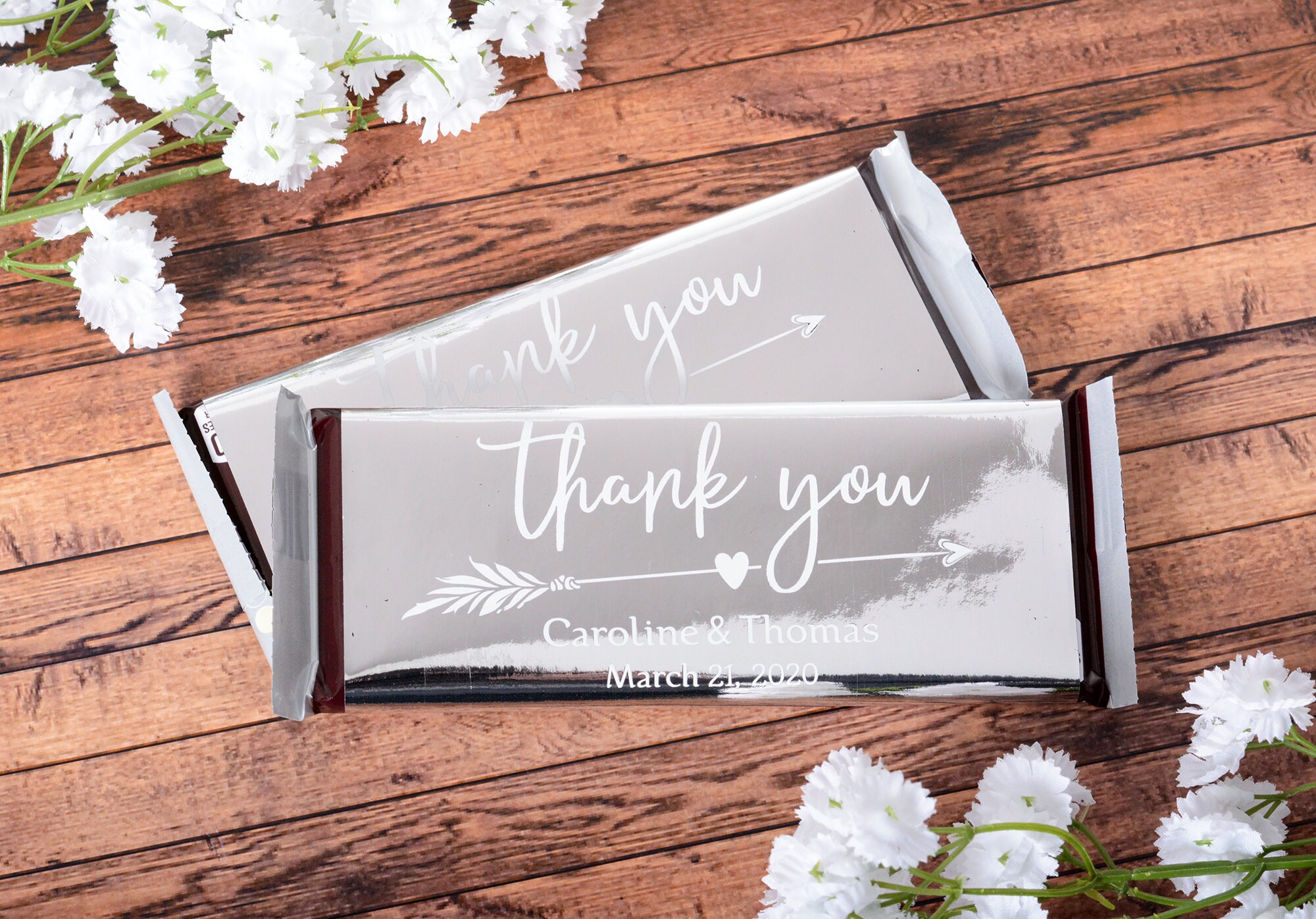 Wedding Candy Wrappers, Metallic Chocolate Bar Wraps, Foil Labels #whb-129