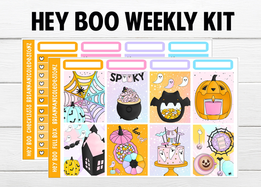 Hey Boo Weekly Kit Planner Stickers // Halloween Sticker Kits