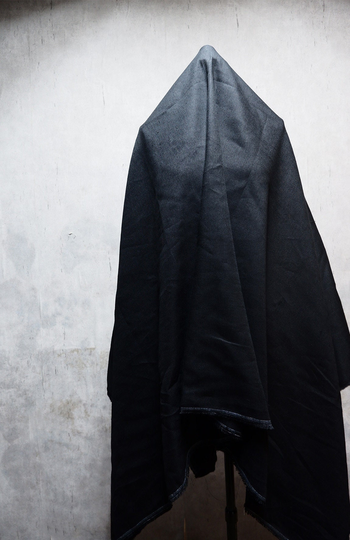Softened Linen Wool Blend Fabric - Linen Blended Black Texture Fabric - Simple Winter Coat By The Meter - D145