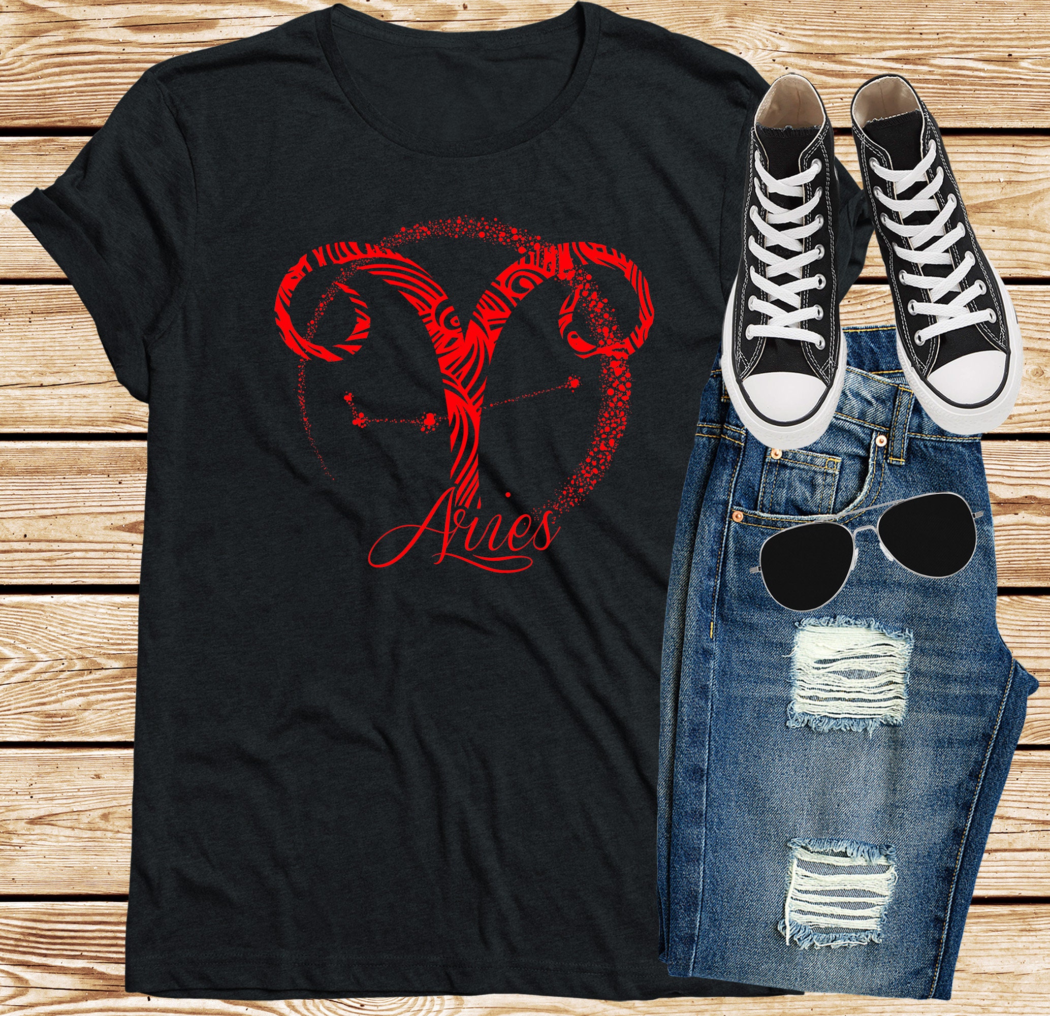 Red Aries Tshirt, Zodiac Shirt, Astrological Sign Tee, Horoscope Birthday Gift Unisex T-Shirt Xs-4X