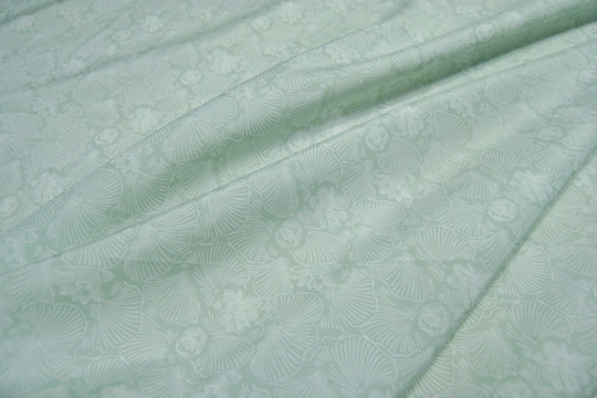 Floral Print Green Silk Cotton Blend Fabric Width 54 Inch, By The Yard/Meter