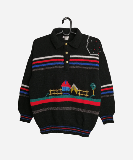 Made in Italy Vintage Womens Wool Blend Sweater 80S Oversized Oktoberfest Austrian Dirndl Knitwear Trachten Tyrolean Bavarian Jumper