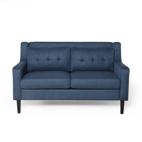 Best Selling Home Decor Galen Modern Navy Blue and Dark Brown Polyester/Blend Loveseat | 312360