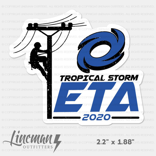 Tropical Storm Eta 2020 Hard Hat Decal, Chaser, Power Lineman, Journeyman Line Life Sticker, Lineman Gift, Apparel