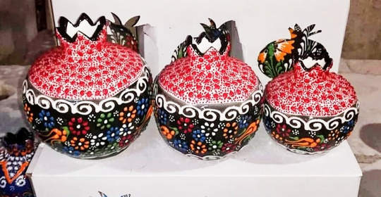 Ceramic Pomegranate Set 3 Pcs | Home Decor Cornucopia Pomegranate Purely Handcrafted Product