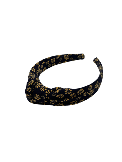 Black Daisies Top Knot Headband, Brynnbands, Hard Knotted